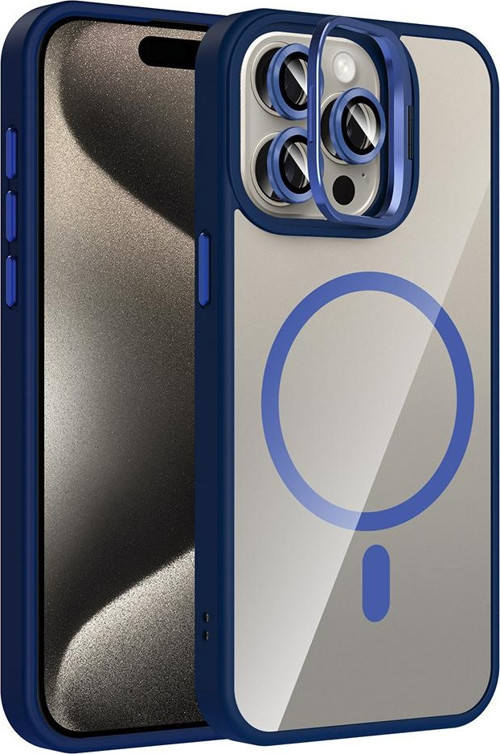 iPhone 15 Pro Max Uyumlu Kamera Standlı Lens Hediyeli Magsafe Wireless Şarj Özellikli Kılıf