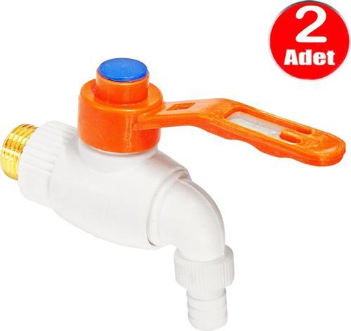 Plastik Musluk Metal Kollu 1/2 Küresel Bahçe Şadırvan Çeşme Musluğu -2 Adet
