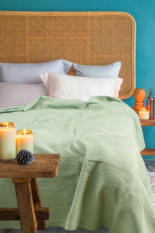 Pamuk Battaniye Tek Kişilik Tv Battaniyesi 150X200Cm Mint Yeşili