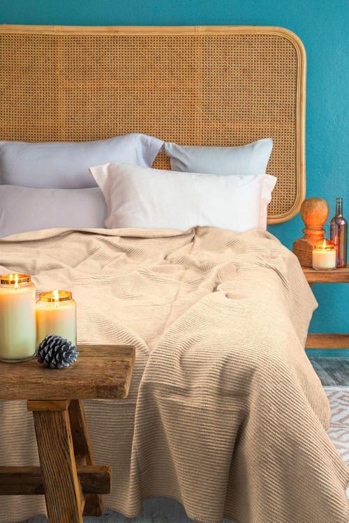 Pamuk Battaniye Tek Kişilik Tv Battaniyesi 130X170Cm Bej