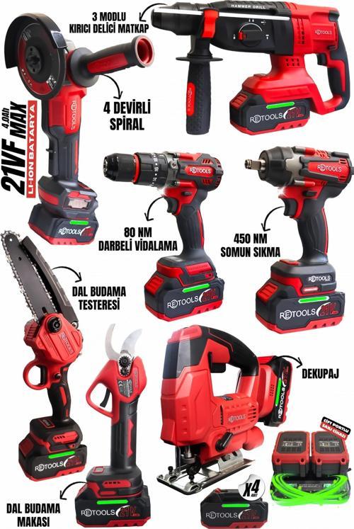 7'Lİ KIRMIZI PRO SET (DAL BUDAMA TESTERESİ , DEKUPAJ TESTERE, DAL BUDAMA MAKASI )