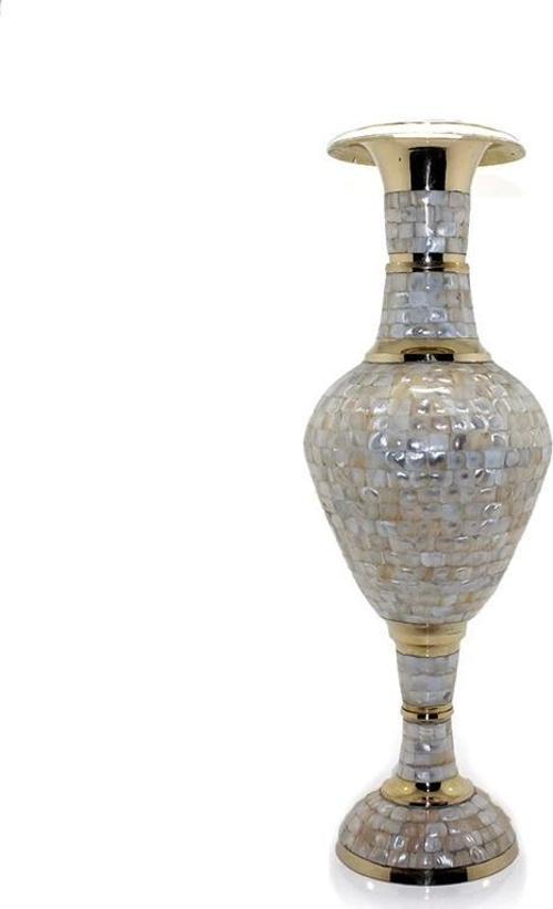 Pirinç Sedefli Vazo 35 Cm Ksk128