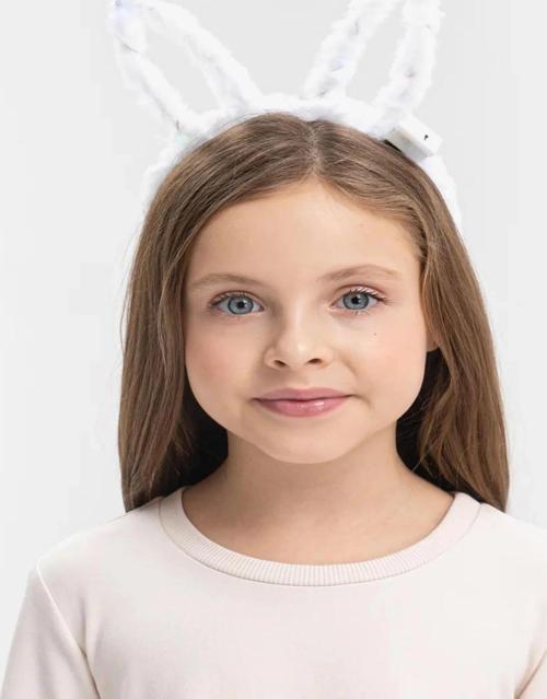 Led Işıklı Peluş Tavşan Kulak Taç Beyaz