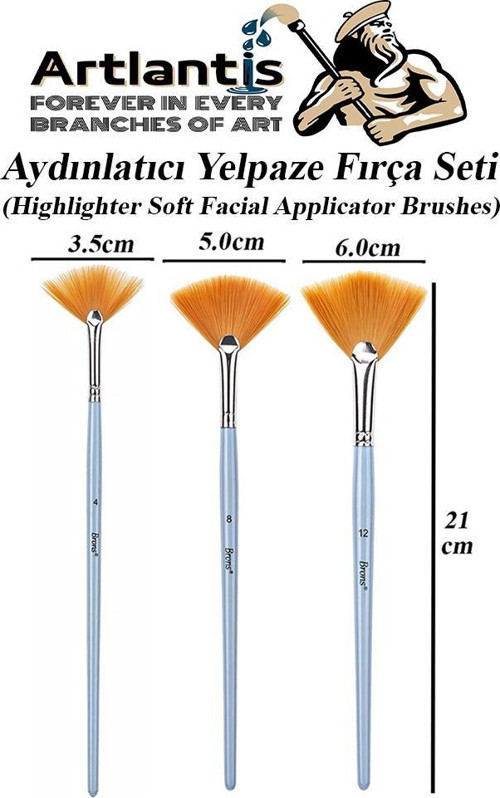 Aydınlatıcı Yelpaze Fırça Set 3 lü 1 Paket Highlighter Brush Yumuşak Sentetik Fırça Makyaj Fırçası