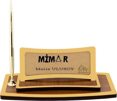 Mimarlara Özel Tasarımlı Kalemli Ahşap Masa İsimliği