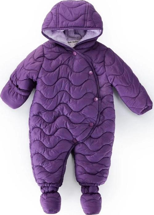 Kapitone Fermuarlı Çıtçıtlı İç Astarı Peluş Kapüşonlu Kışlık Kız Bebek Astronot Tulum Kozmonot Mont