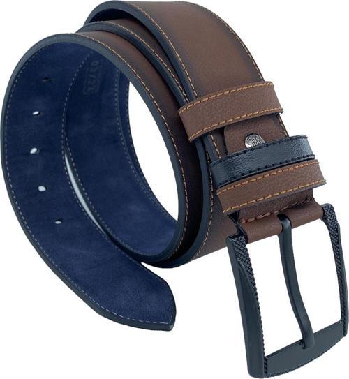 Kahverengi Suni Deri Sarı Dikişli Model 4.5 Genişlik Spor Kemer - 4509-ST