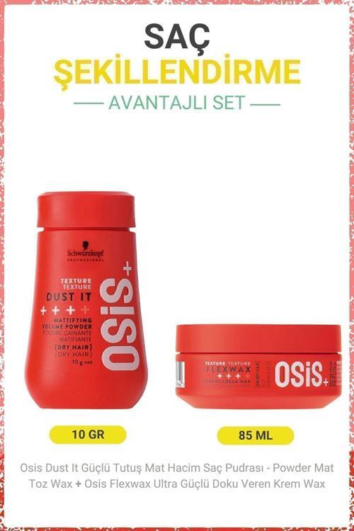 Dust It Güçlü Tutuş Mat Hacim Saç Pudrası 10G + Flexwax Ultra Güçlü Doku Veren Krem Wax 85Ml