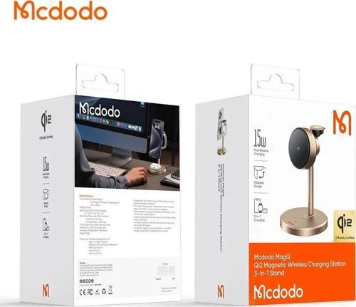 CH-2463 3in1 15W MagQ Qi2 Magsafe iPhone Kablosuz Şarj Standı Titanyum