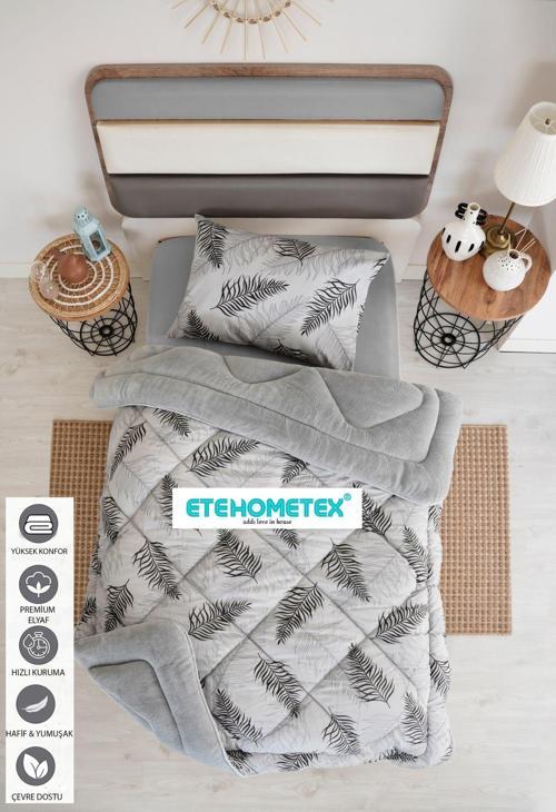 TEK KİŞİLİK WELSOFT YORGAN 155X215CM YAPRAK DESEN GRİ 8696474231664