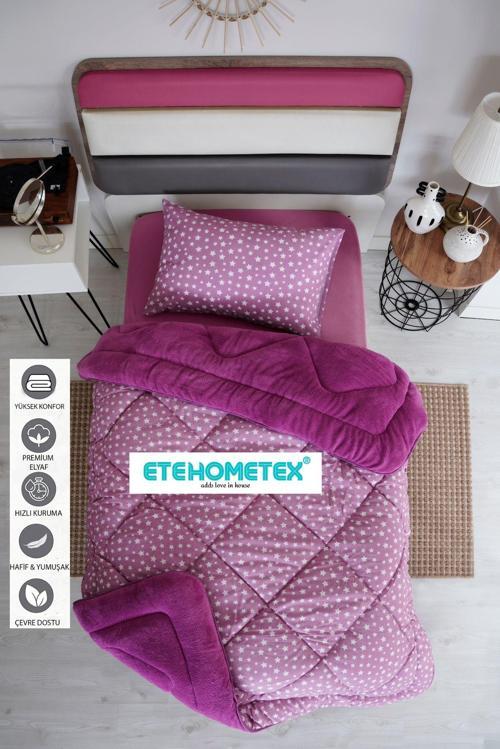 TEK KİŞİLİK WELSOFT YORGAN 155X215CM YILDIZ DESEN MÜRDÜM 8696474231665