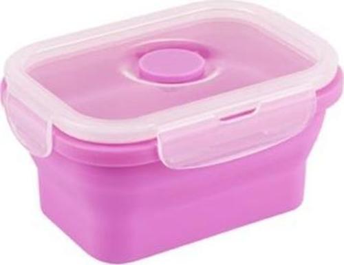 Katlanabilir Pembe Renkli Silikon Beslenme Kabı 13x10 cm