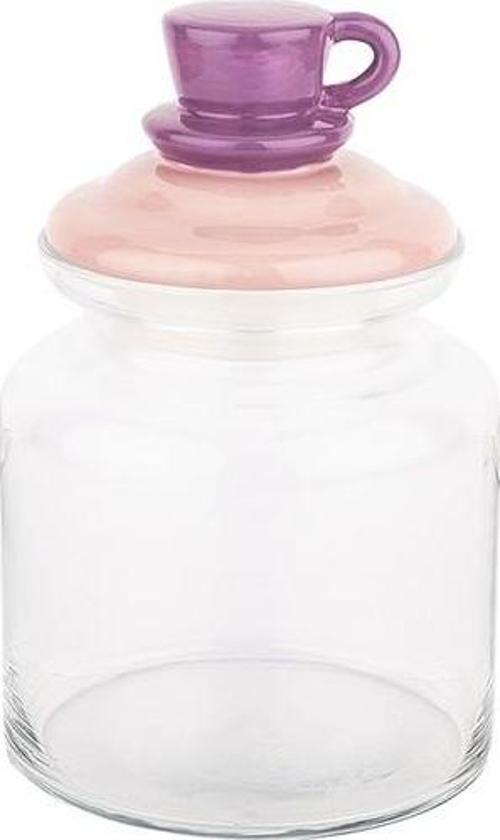 Pembe Kupa Seramik Kapaklı Kavanoz 1085ml