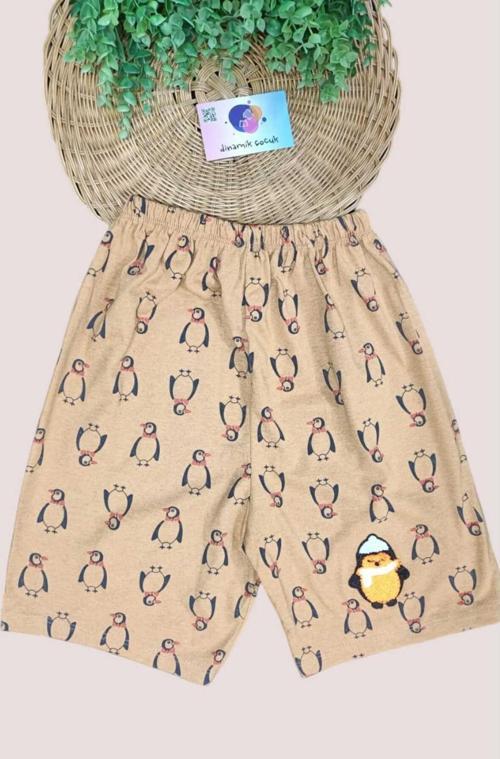 Penguen Desenli Çocuk Tek Alt Yazlık Pijama