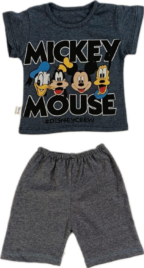 Mickey Mouse Baskılı Çocuk Takımı Kısa Kollu Ve Şortlu Alt Üst (Dar Kalıp)