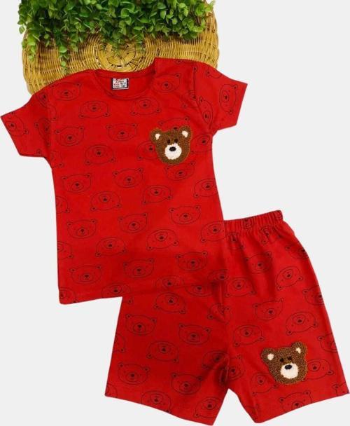 Ayıcık Desenli Çocuk Alt Üst 2'Li Takım Yazlık Pijama : Unisex