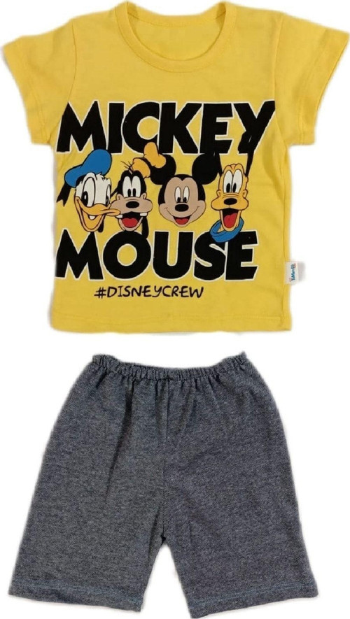 Mickey Mouse Baskılı Çocuk Takımı Kısa Kollu Ve Şortlu Alt Üst (Dar Kalıp)