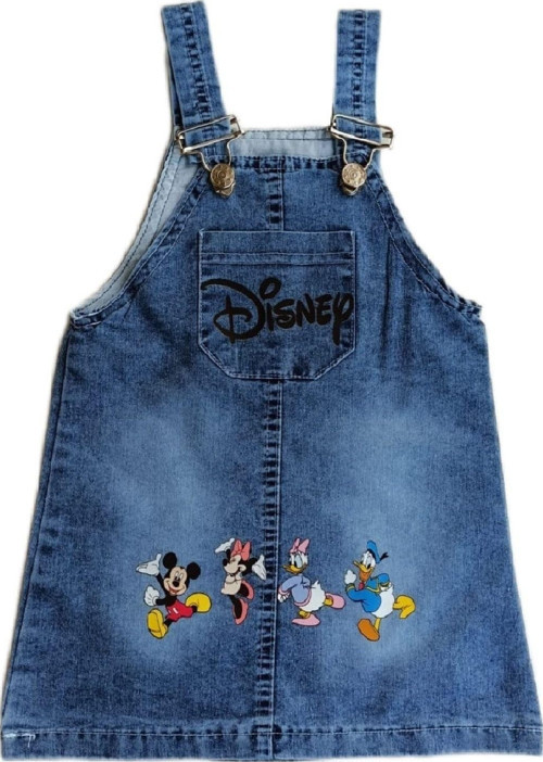 Kız Çocuk/Bebek Yazlık Mickey Mouse Mini Mouse Donald Duck Daisy Duck Baskılı Kot Jile Elbise Denim