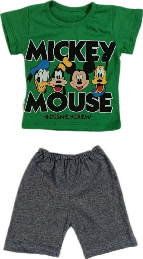 Mickey Mouse Baskılı Çocuk Takımı Kısa Kollu Ve Şortlu Alt Üst (Dar Kalıp)