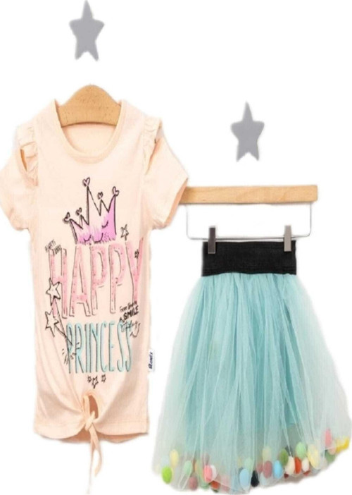 Happy Princess Tarz Tshirt Tütü Etekli 2'Li Takım Kız Çocuk