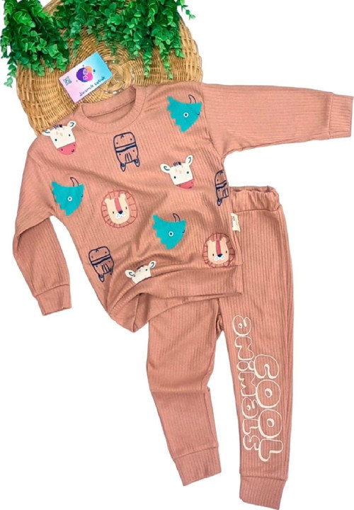 Cool Animals Hayvan Desenli Oversize 2Li Alt Üst Çocuk Takım