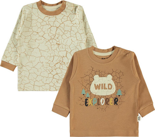 Erkek Bebek 2'li Sweatshirt 6-18 Ay Kahve