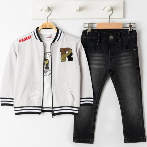 Erkek Bebek 3'lü Takım 9-24 Ay Ekru