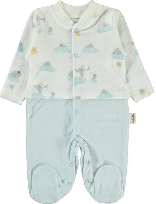 Erkek Bebek Patikli Tulum 0-3 Ay Mavi