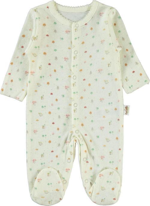 Kız Bebek Patikli Tulum 0-3 Ay Ekru