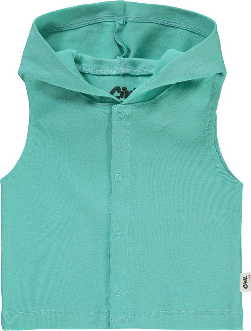 Bebek Kapüşonlu Yelek 6-18 Ay Koyu Mint