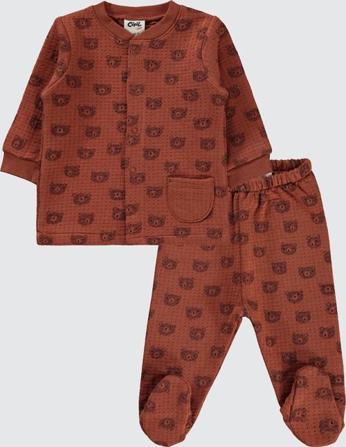 Erkek Bebek Pijama Takımı 1-6 Ay Kahve