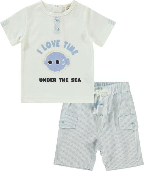 Erkek Bebek Şortlu Takım 6-18 Ay Mavi