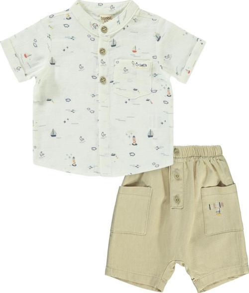 Erkek Bebek Şortlu Takım 6-18 Ay Somon