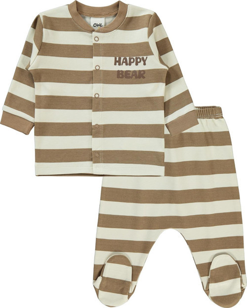Erkek Bebek Pijama Takımı 1-6 Ay Açık kahve