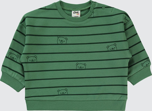 Erkek Bebek Sweatshirt 6-18 Ay Haki