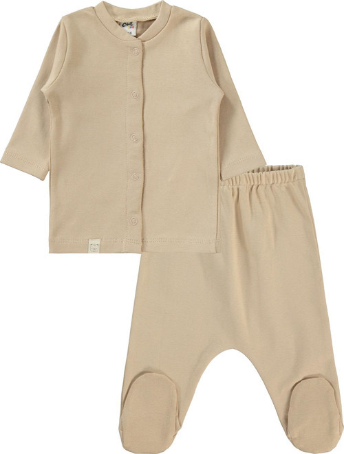 Bebek Pijama Takımı 1-6 Ay Sütlü Kahve