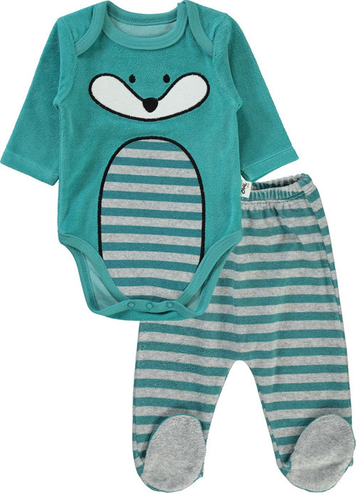 Erkek Bebek Pijama Takımı 1-6 Ay Açık Petrol