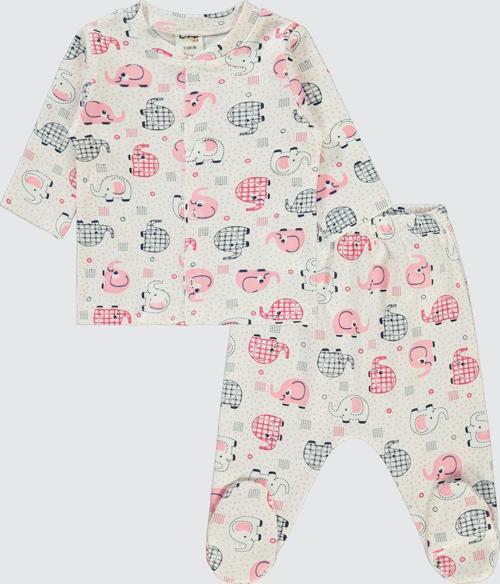 Erkek Bebek Pijama Takımı 1-6 Ay Pembe