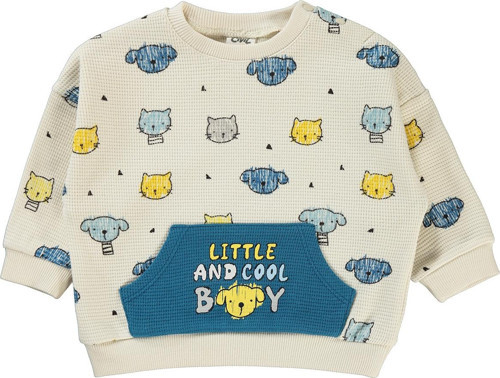 Erkek Bebek Sweatshirt 6-18 Ay Taş Rengi