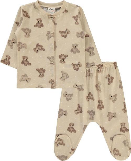 Erkek Bebek Pijama Takımı 1-6 Ay Bej