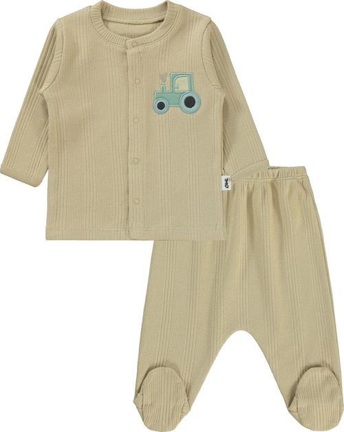 Erkek Bebek Pijama Takımı 1-6 Ay Sütlü Kahve
