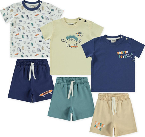 Erkek Bebek Şortlu Takım 3'lü Set 6-18 Ay Lacivert