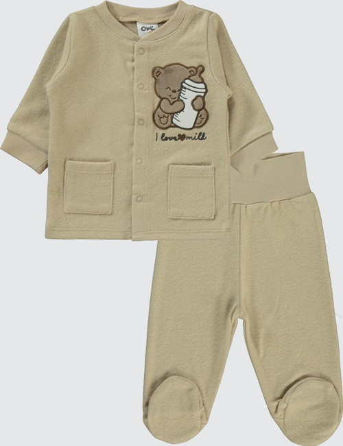 Erkek Bebek Pijama Takımı 1-6 Ay Sütlükahve