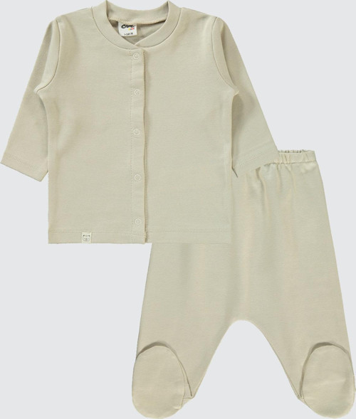 Erkek Bebek Pijama Takımı 1-6 Ay Bej