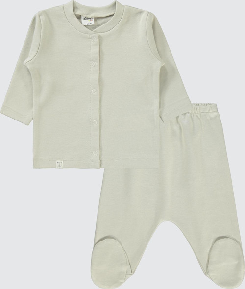 Erkek Bebek Pijama Takımı 1-6 Ay Taş Rengi