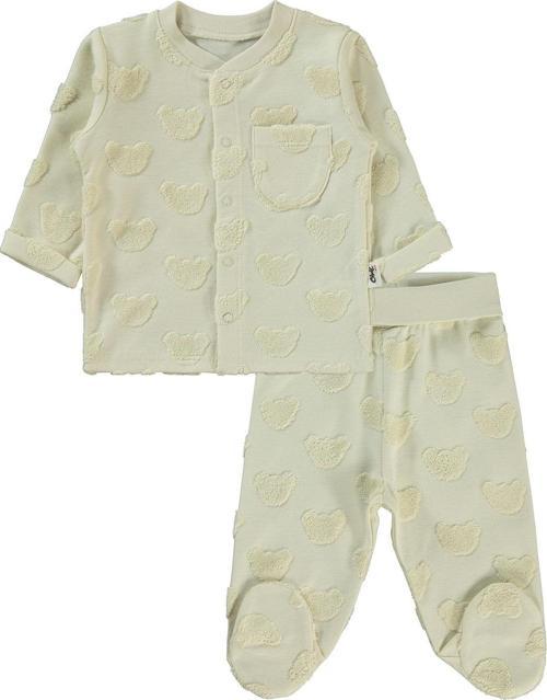 Erkek Bebek Pijama Takımı 1-6 Ay Taş Rengi