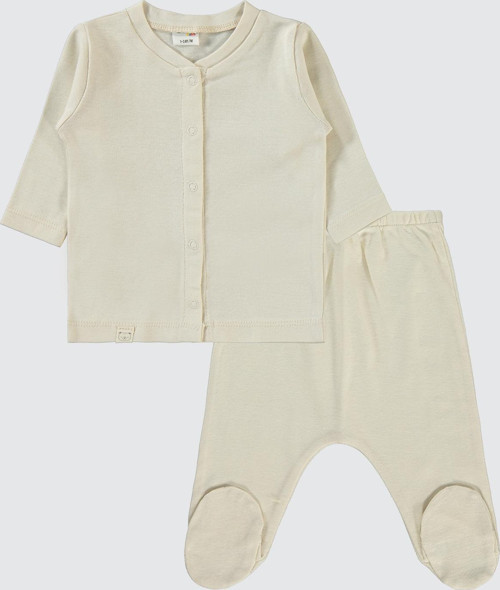 Erkek Bebek Pijama Takımı 1-6 Ay Bej