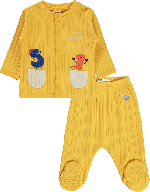 Erkek Bebek Pijama Takımı 3-6 Ay Bal Sarısı
