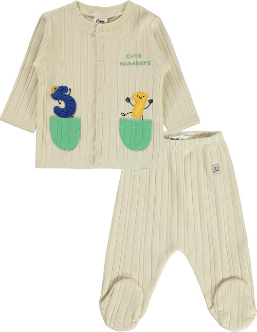 Erkek Bebek Pijama Takımı 3-6 Ay Fil Dişi
