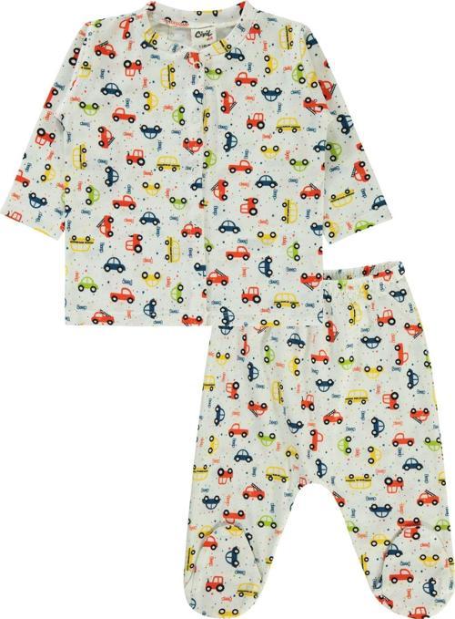 Erkek Bebek Pijama Takımı 1-6 Ay Ekru